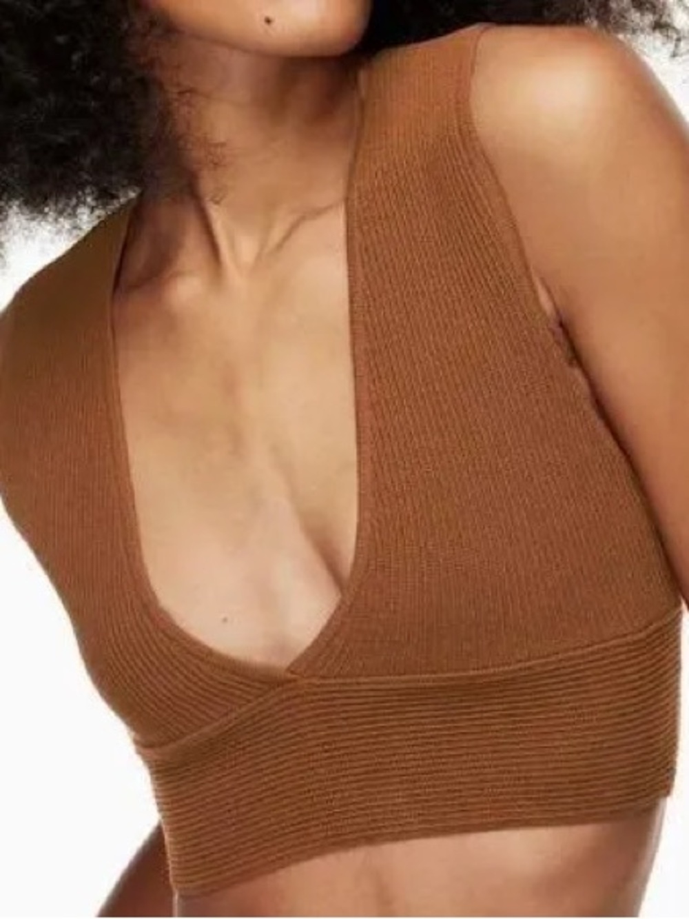 Aritzia Babaton Sculpt Knit Deep V-Neck Cropped Tank